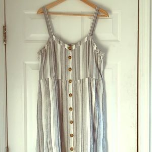 LOFT Striped Button Down Flare Dress